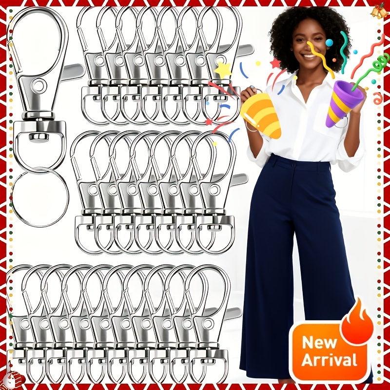 TEMU 50 Crochets Porte-clés avec Porte-clés - Kit de Fabrication de Bijoux DIY, Incluant 25 Mousquetons Métalliques et 25 Porte-clés Indépendants,