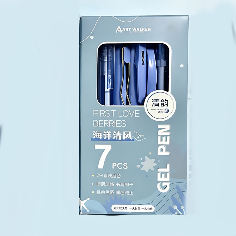 TEMU 7pcs/35pcs (5 Boxes) High Aesthetic Click Pens Same Color Dopamine Student Quick-dry Neutral Pens 0.5mm Writing Pen Set St Black Pen