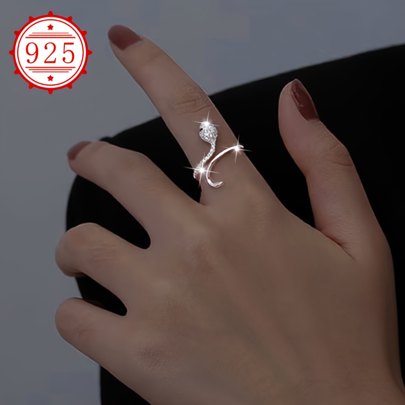 925 Silver Snake Shaped Ring, Women's Wedding Band