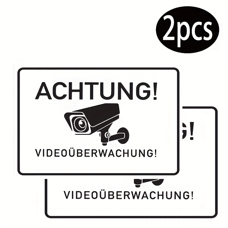 E-shop 2 Stück/4 Stück, Innen- und Außen-Warnschilder, Videoüberwachung-Klebeetiketten