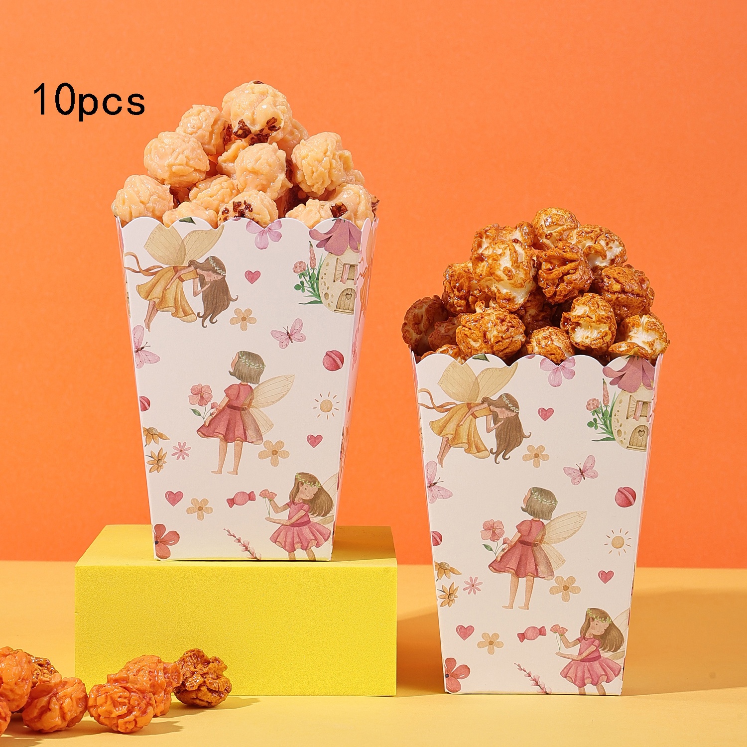 Image of 10pcs/20pcs/50pcs, Forest Fairy Popcorn Boxes - Disposable Paper Snack Containers With & Fairy For Showers & Birthday Parties, Decorative Boxe,whimsical Gift Boxes | Flower & Design