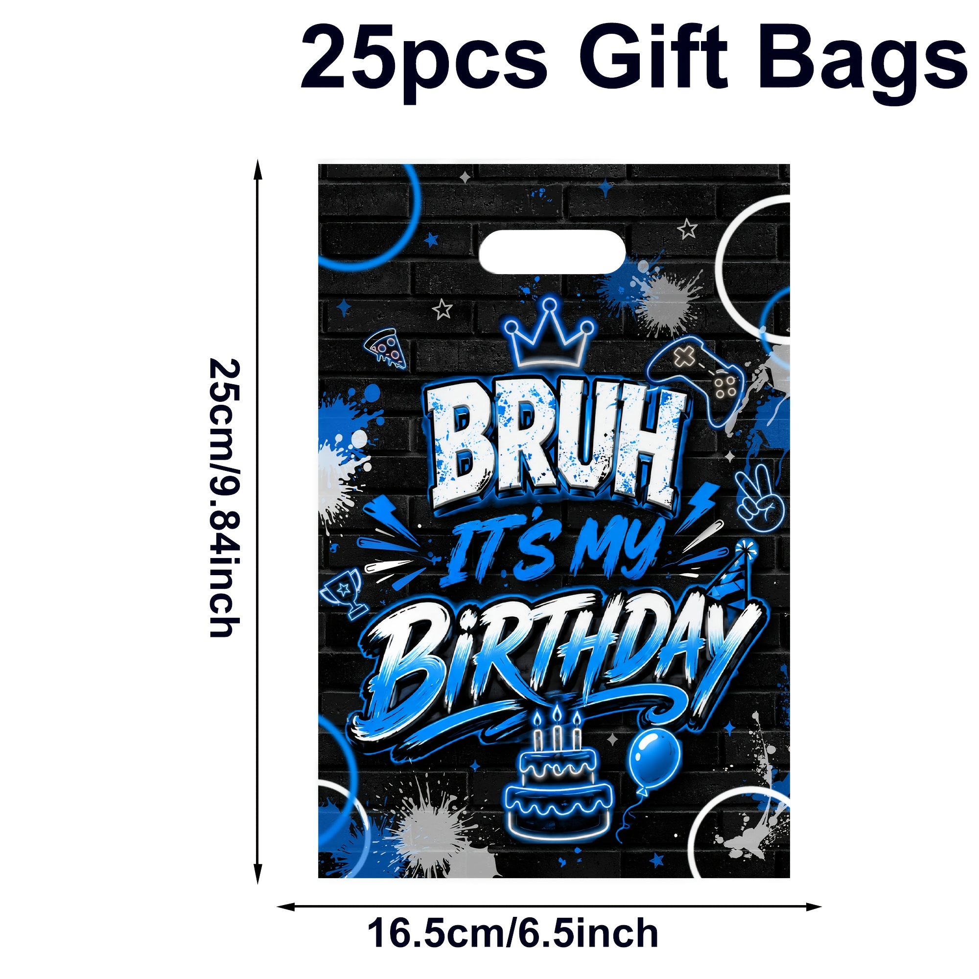TEMU 10/25/50pcs Bruh Birthday Gift Bags Suitable For Birthday Party Favors, Video Game Themed Treat Bags With Sturdy Plastic Handle, Goodie Bags For