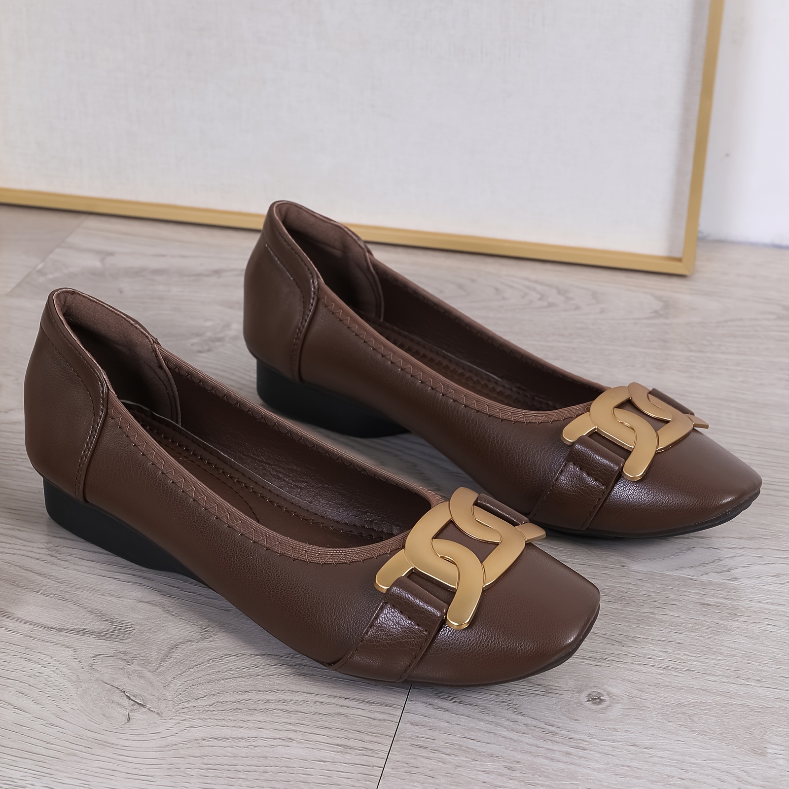 Elegant Eyelet Square Toe Slip-On Flats