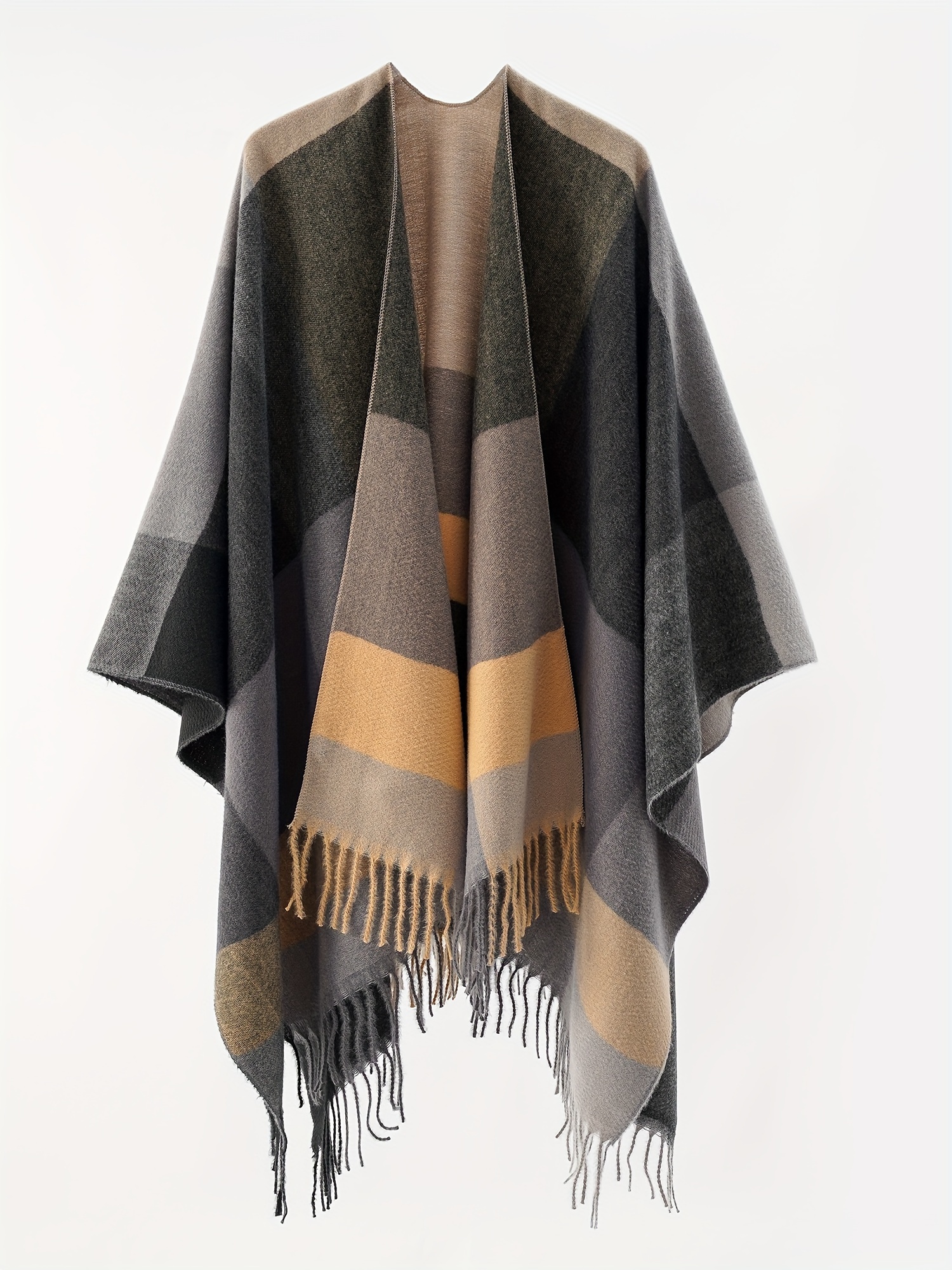 Plus Size, Women's Oversized Front-Open Cardigan Shawl, Casual Cape Sweater for Autumn and Winter Evening Wear