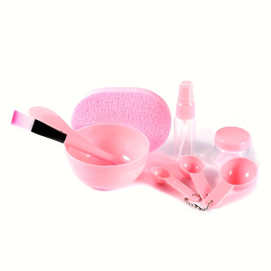 

9pcs Fragrance-free Diy Facial Mask Making Kit - Plastic Beauty Tools Set With Bowl, Spatula, Brush, Spray Bottle, And Puff - Unscented, No Electricity Needed