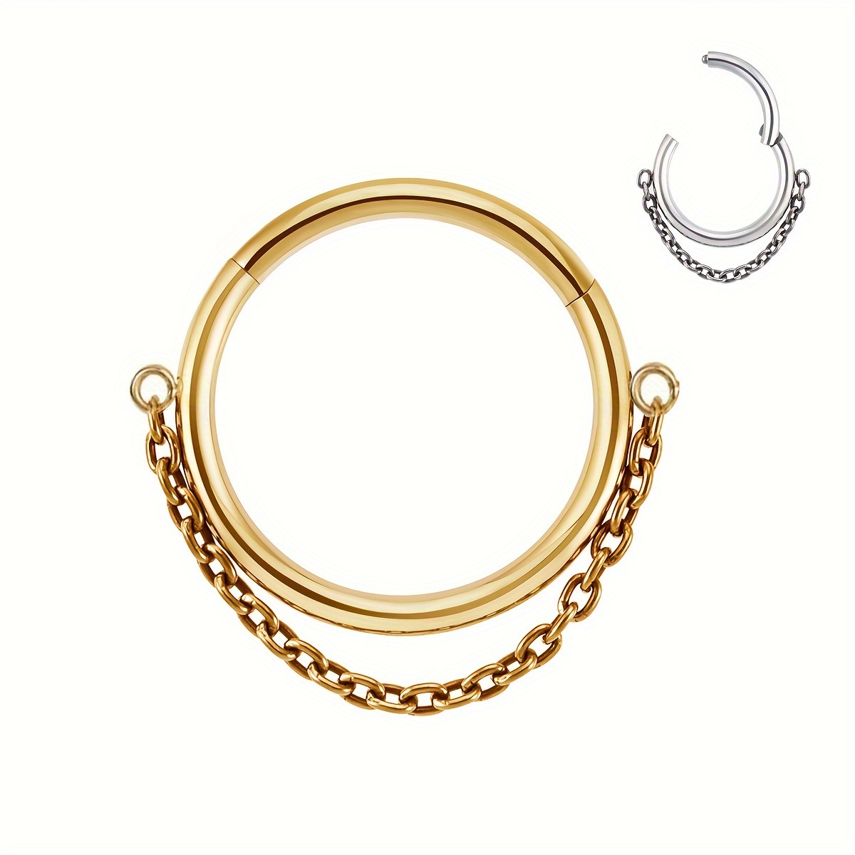 

1pc Hinged Seamless Clicker Hoop Cartilage Cz Septum Nose Ring Conch Spiral Cartilage Tragus Earrings