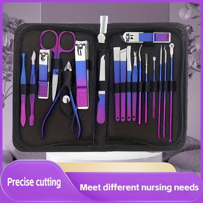 

Gradient Zipper Manicure Set, , Includes Nail Clippers, Beak Clippers, Cuticle Scissors, Pedicure Tools With Protective Case For Nail Care And Grooming