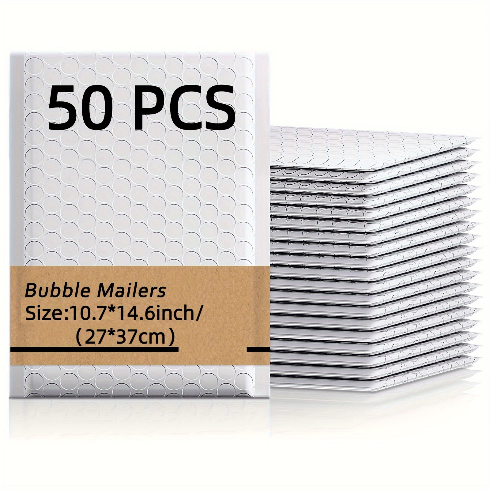 

50-piece White Cushioned Mailers 10.7x14.6" - Self-sealing, Waterproof Padded Shipping Envelopes For Gifts, Small Items & Cosmetics - Perfect For Weddings, Celebrations, Valentine's Day & More
