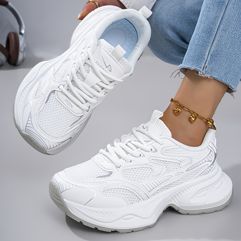 TEMU -fit Versatile Women's Road Running Shoes, Breathable Mesh For , Supportive And Shock-absorbent, Chunky Sneakers Suitable For Outdoor Walking,
