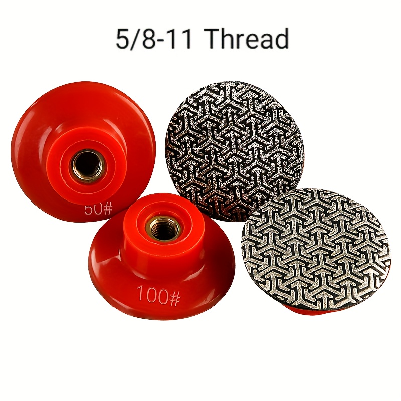 

4pcs, Thread5/8-11, 2inch Electroplated Diamond Polishing Pads Glass Trimming Small Grinding Disk Stone Metal Polishing Tool,