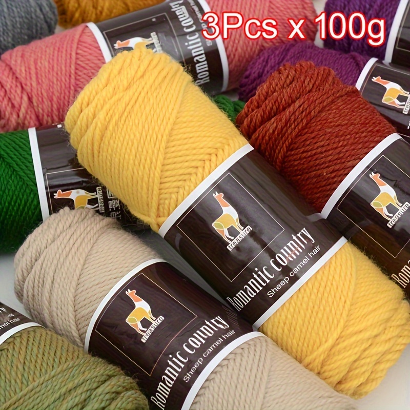 

3pcs Acrylic 80.00%, Wool 20.00% Yarn, Warm Yarn For Crocheting And Knitting Sweater Hat Scarves Gloves 140m/pc 100g/pc