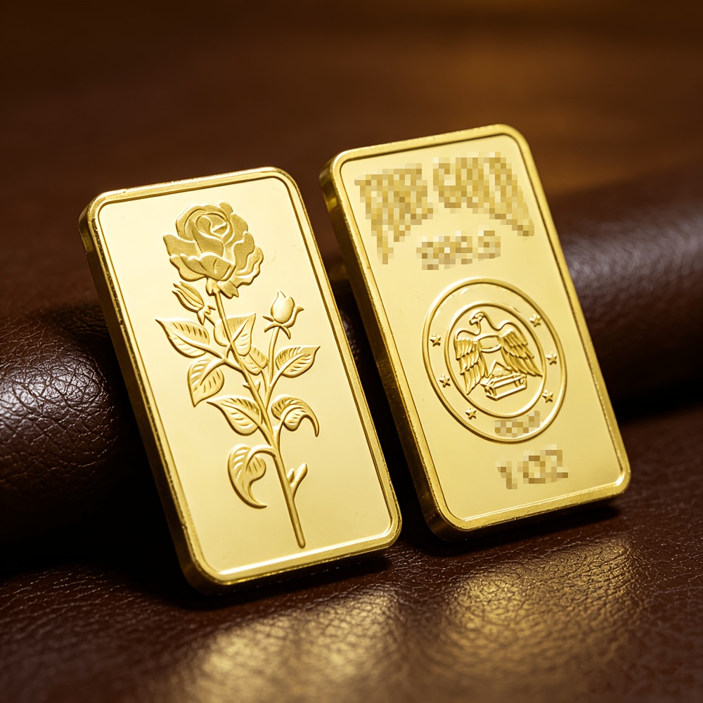 TEMU 2pcs 1oz 99% Pure Golden Rose Medal Ornament, A Symbol Of Wealth | 250th U.s. Anniversary Craft Collectible | Desktop Collectible For Men |