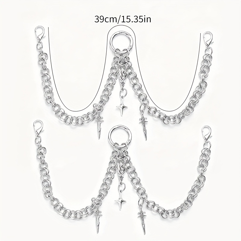 E-shop 2er-Set Multi-Kette Fledermaus Kleines Schwert Schuhanhänger, Exquisite Schmuckstücke, Y2K Gothic Schuh-Verzierungen, Tägliche Schuh