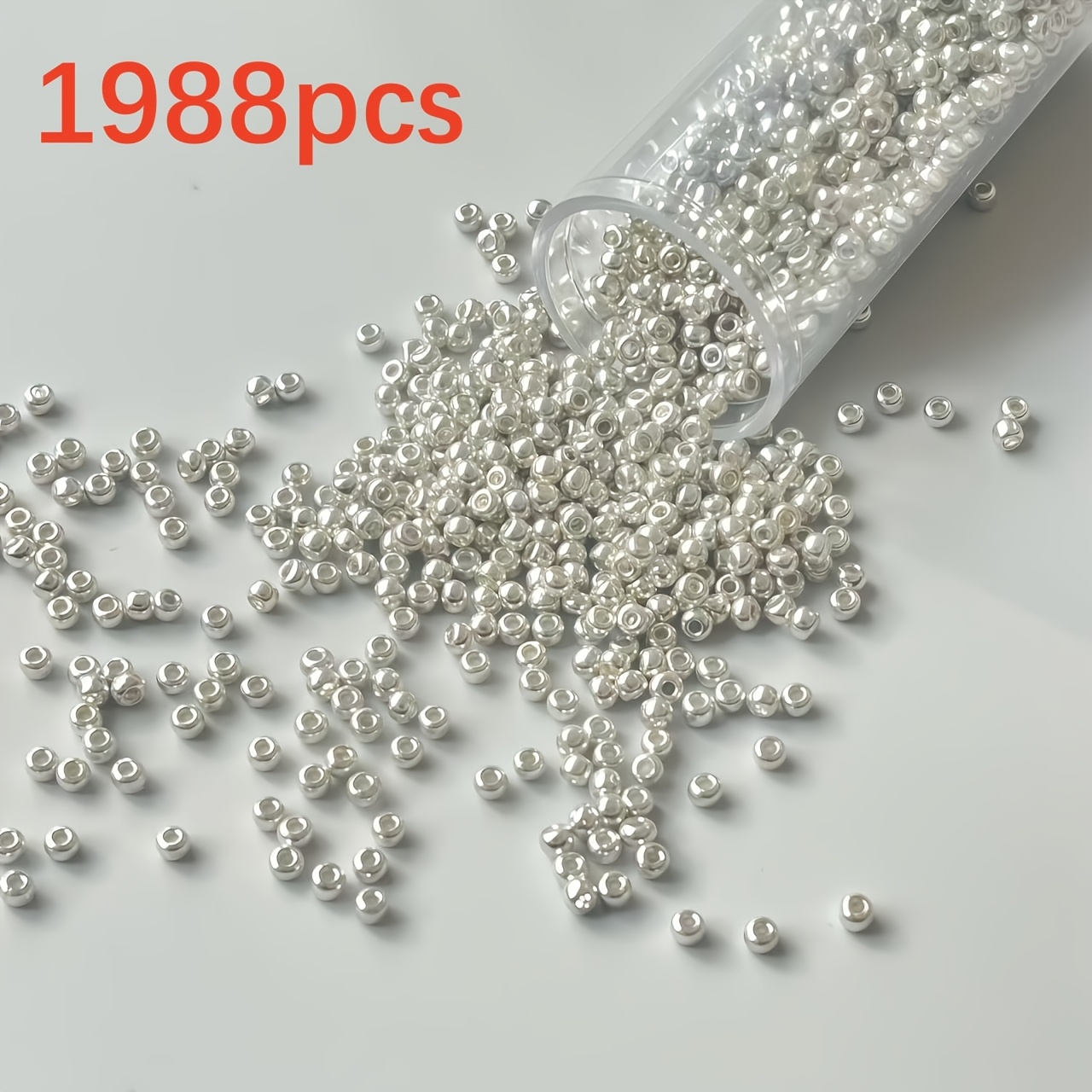 TEMU 1988pcs 2mm Vintage Golden And Silvery Glass Spacer Beads, Shiny Tiny Loose Craft Beads, Bulk Handcraft Supplies For Bracelet Necklace Handmade