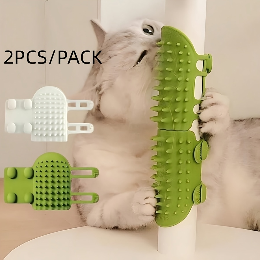 TEMU 2pcs Set Pet Table Leg Scratching Brushes, Adjustable Strap Cat Scratching Silicone Grooming Comb