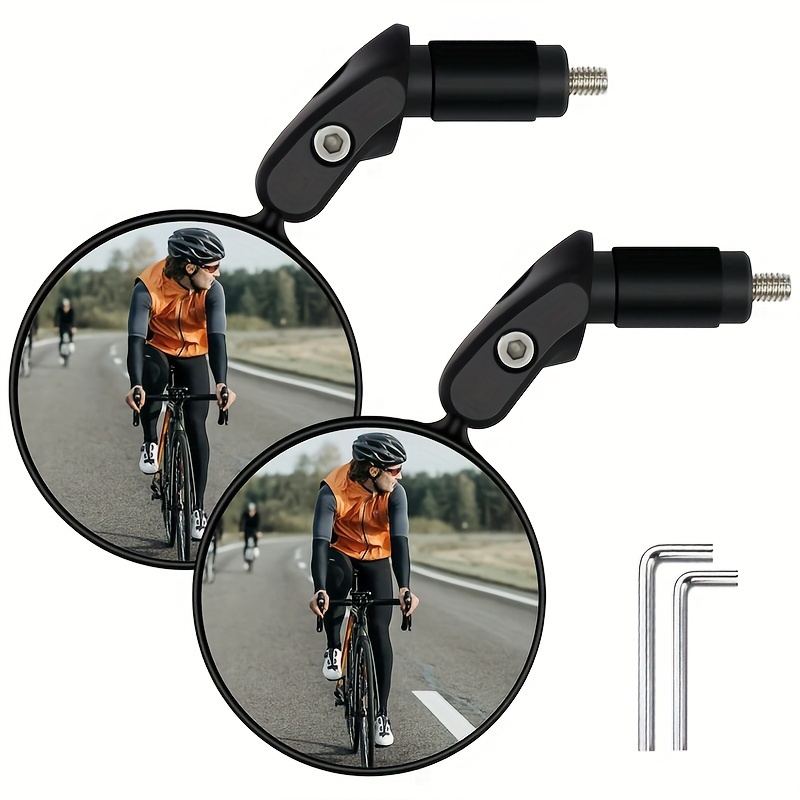 TEMU 2 Pack Bike Handlebar Mirror Rotatable And Adjustable Wide Angle Rear View Shockproof Convex Mirror For Bike Bicycle, Wide Angle Acrylic Convex Safety Mirror For Bike