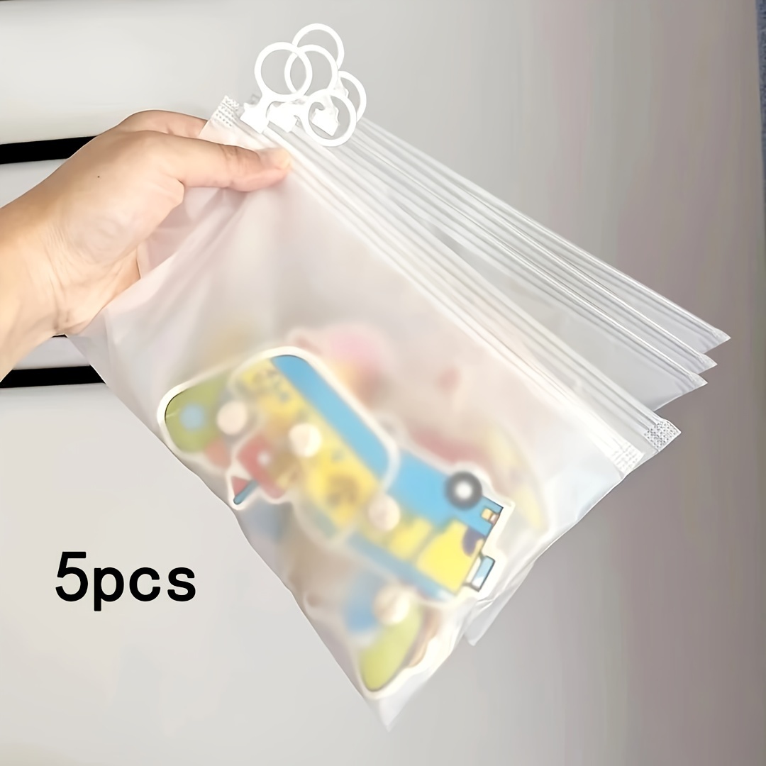 

5pcs/10pcs Heavy-duty Clear Plastic Zipper Bags With Pull Rings - Ideal For Organizing Socks, Underwear & More - Storage Pouches For Kitchen And Home Use