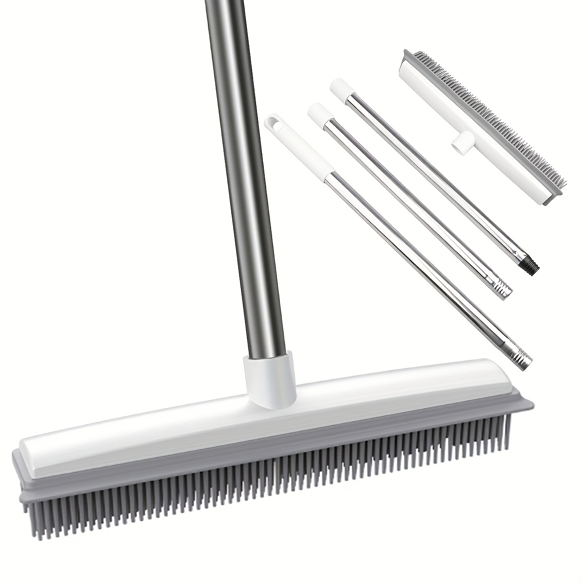 TEMU 2-in-1 Pet Hair Removal Broom With Handle - Easily Removes Cat/dog Hair From Carpets, Hardwood, Tiles, And More! Durable And Reusable Hair