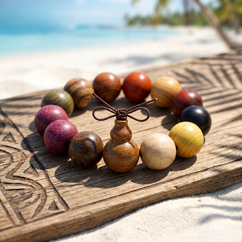 Natural Multi-Wood Beaded Bracelet for Men & Women, Handmade
