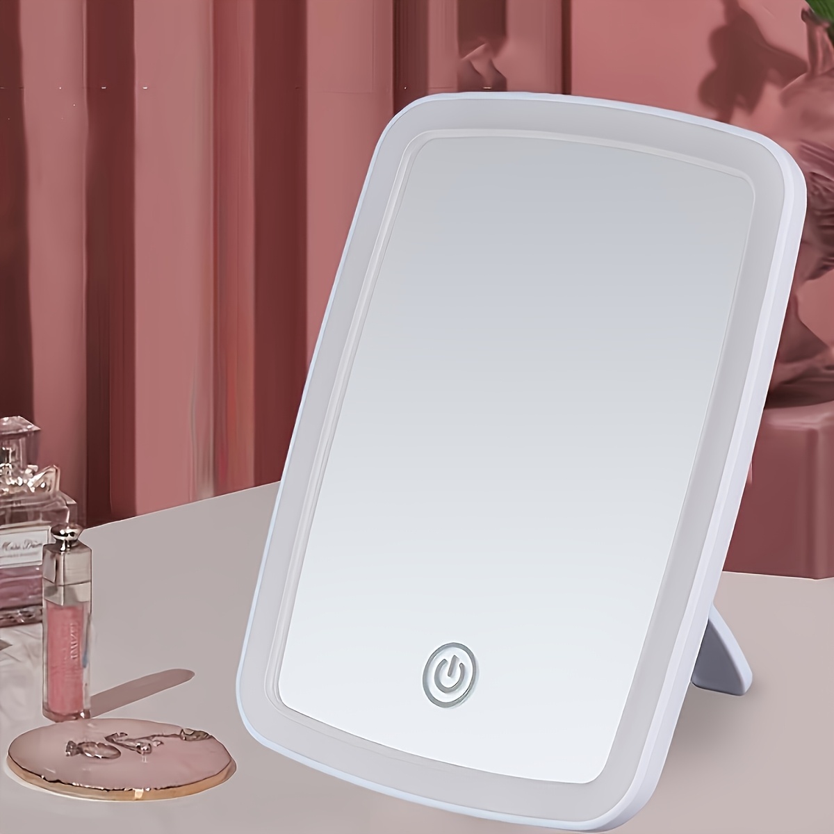 TEMU Led Makeup Mirror With Touch Sensor, Pocket Mirror, Travel Makeup Mirror, 3 Color Lighting Modes With Adjustable Brightness, Portable Folding