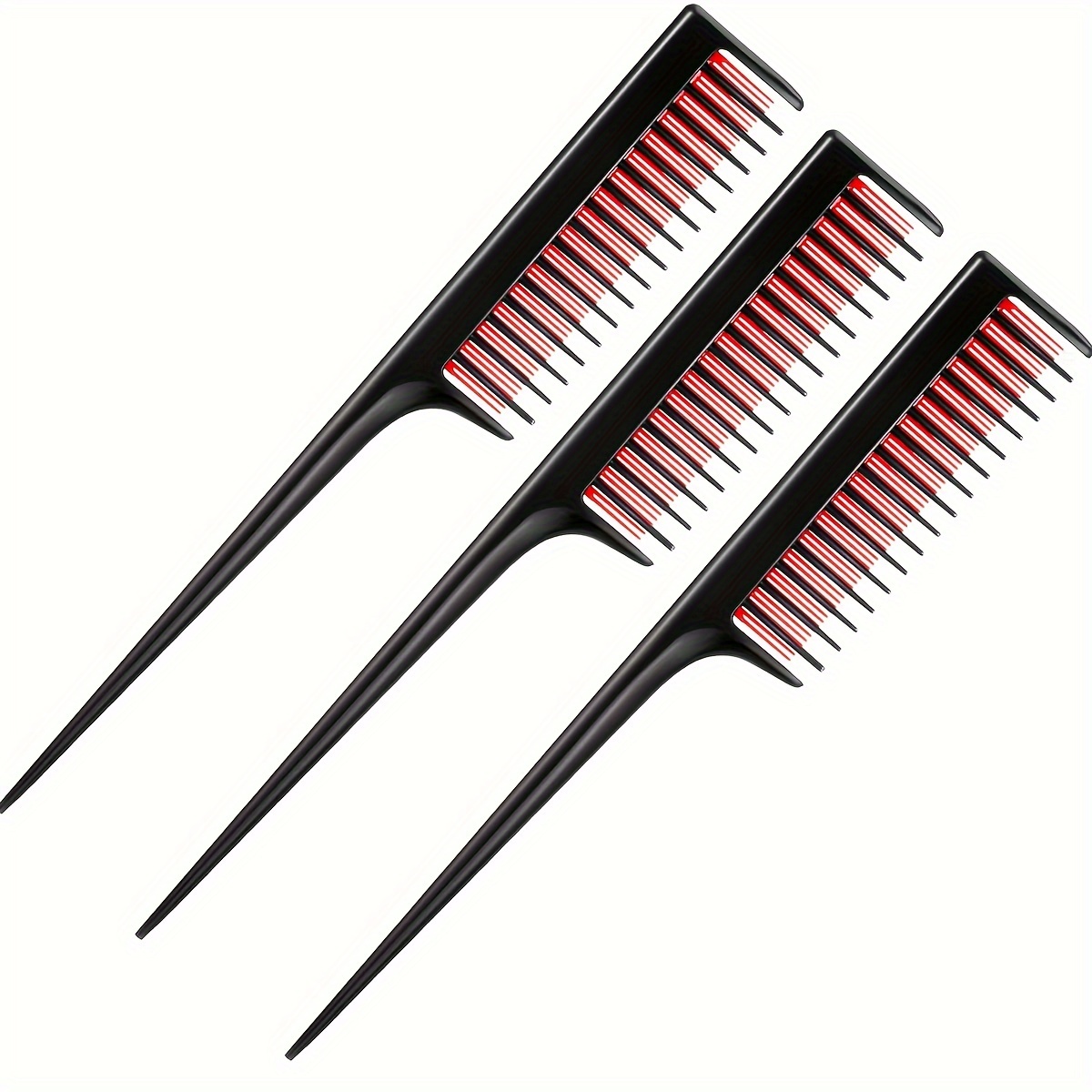 

3-pack Professional Teasing Combs For Volumizing Hair , Tail Combs For Fine And Normal Hair, Nylon Bristle Finishing Combs For Men And Women, Abs Plastic Handle