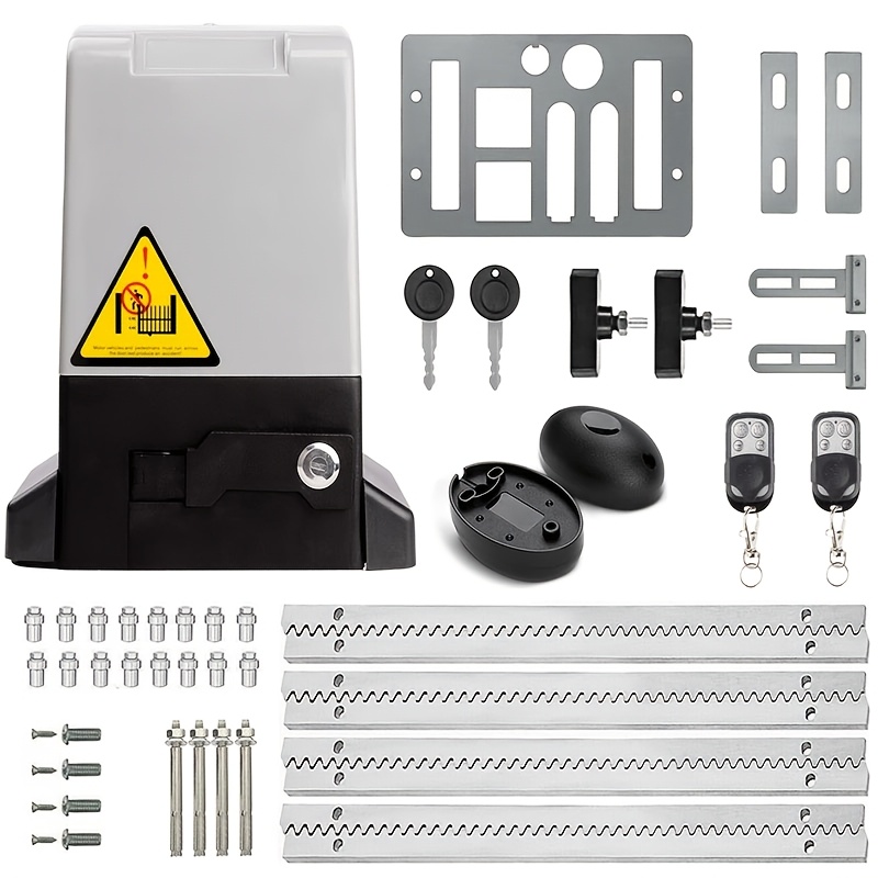 1300lbs Automatic Sliding Gate Opener, 370w Rack Drive Motor Electric Rolling Driveway Slide Gate Motor, Complete Hardware Kit For Gates Up To 40ft