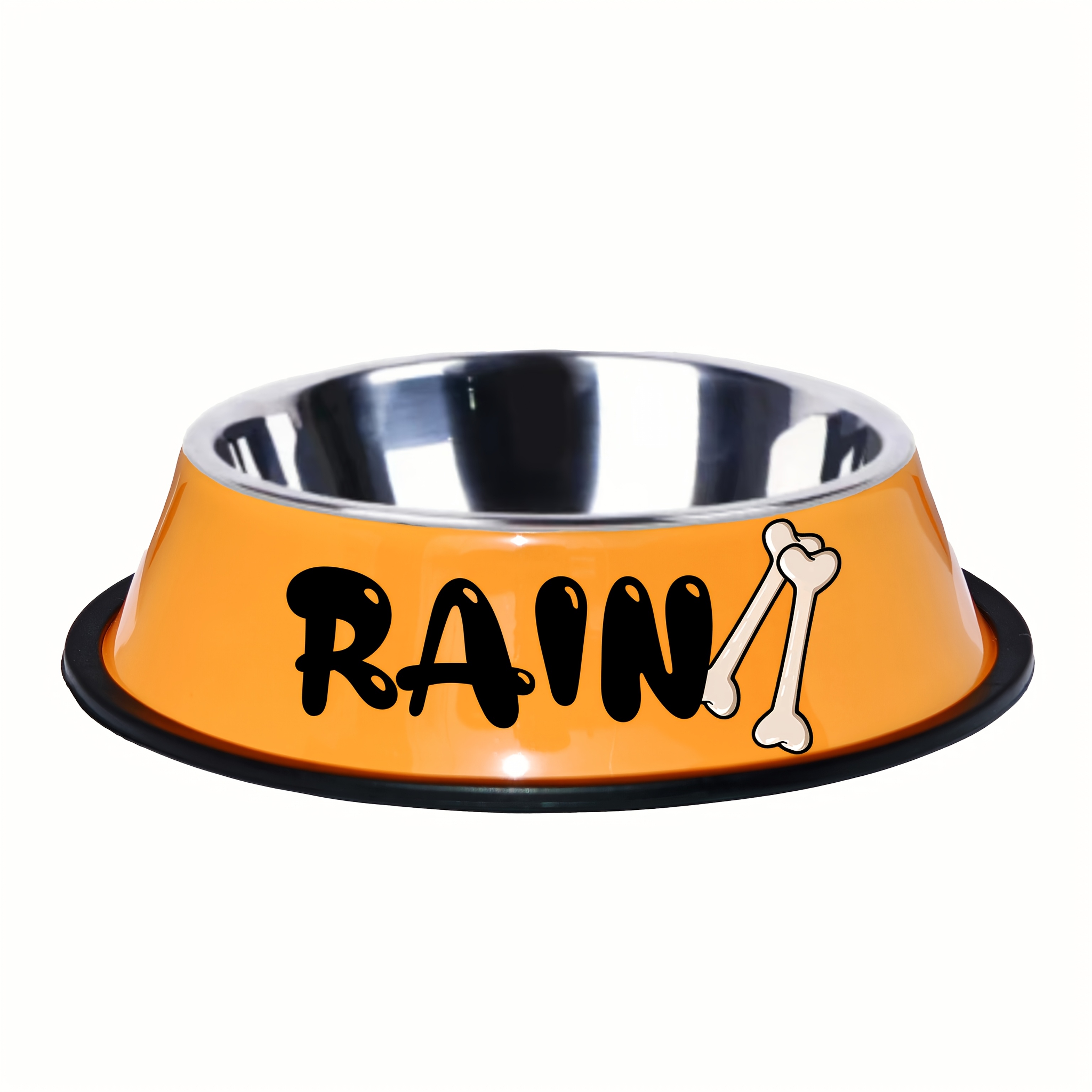 TEMU 1pc Customizable Stainless Steel Pet Bowl For - Non-slip, Durable & Easy To Clean, Personalized With Name (, Sugar, Rain, Storm), Colorful Paw ,