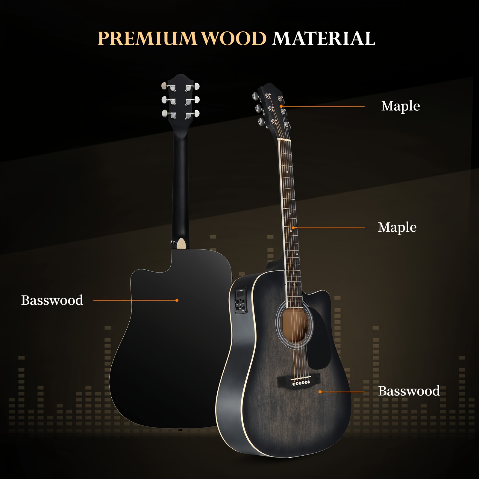 Bonnlo Electric Acoustic Guitar Kit, Full Size Acoustic Folk... product image 8