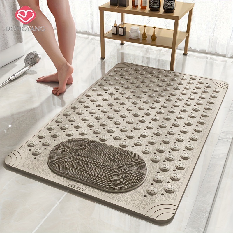 Alfombra de lavado de pies de ducha con piedra pómez natural, masajeador de  alfombra de bañera antideslizante con ventosas Orificios de drenaje