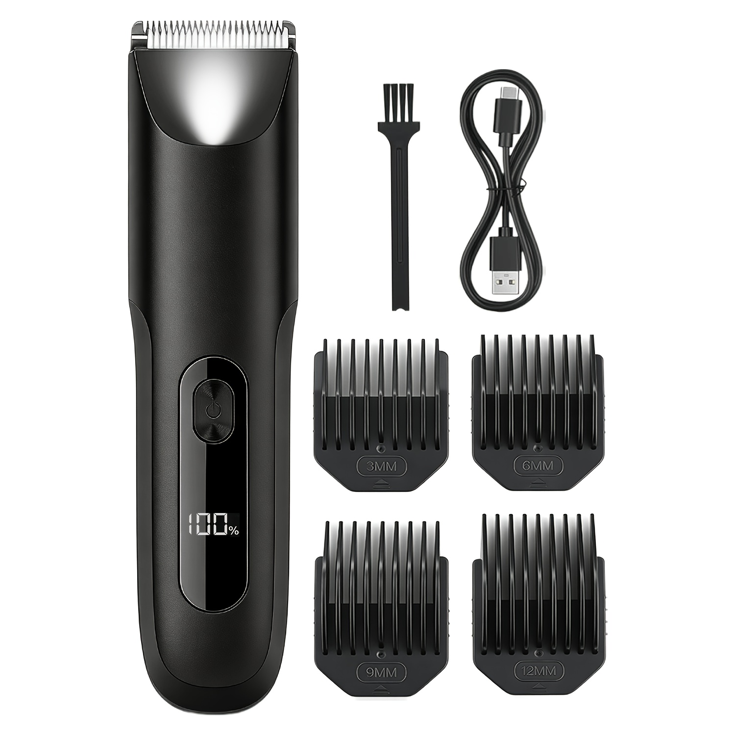 Image of Men's Groin And Body Hair Trimmer- Electric Shaver, Suitable For Scrotal/pubic Hair/groin/leg/chest Hair Removal, With Led Lighting, 4 Limit Combs, Usb-c Charging, Perfect Gift For Men