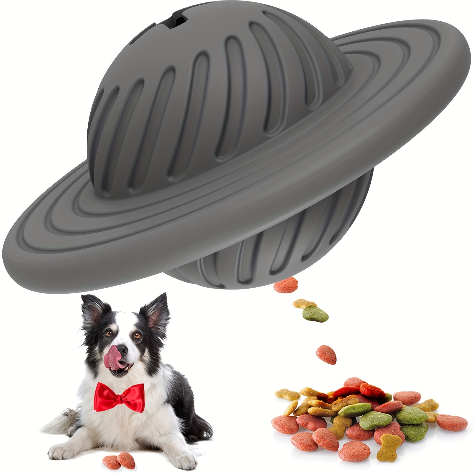 

Interactive Ufo Shaped Rubber Dog Chew Toy With Treat Dispenser - Durable Pet Teeth Cleaning And Chewing Toy For All Breed Sizes