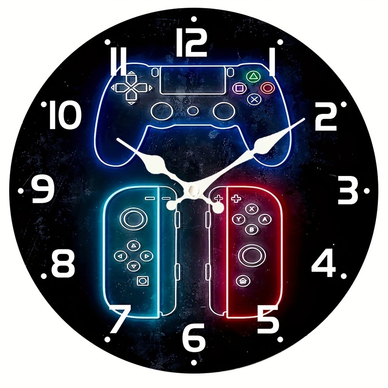 

1pc Silent Non-ticking Wooden Gaming Controller Design Wall Clock, Round, Battery Operated With Aa Battery Slot, Home Decor, Creative Gift For Gamers