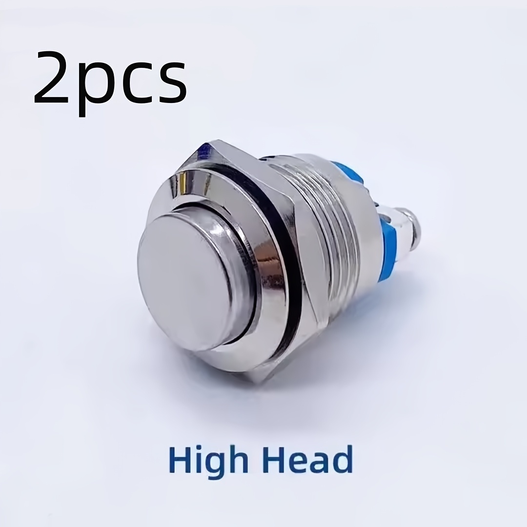 TEMU 2pcs Metal Momentary Switch With Screw Connection, 16mm Panel Mount Spring Return Push Button For Vehicle Mod, Home Appliance And Electronics