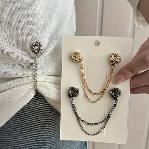 3er-set clips zum kürzen von t-shirts, kleideranpassungs-clips, spannknöpfe, hosensaum-anpassungsknöpfe, taillen-spannclips, camellia-design