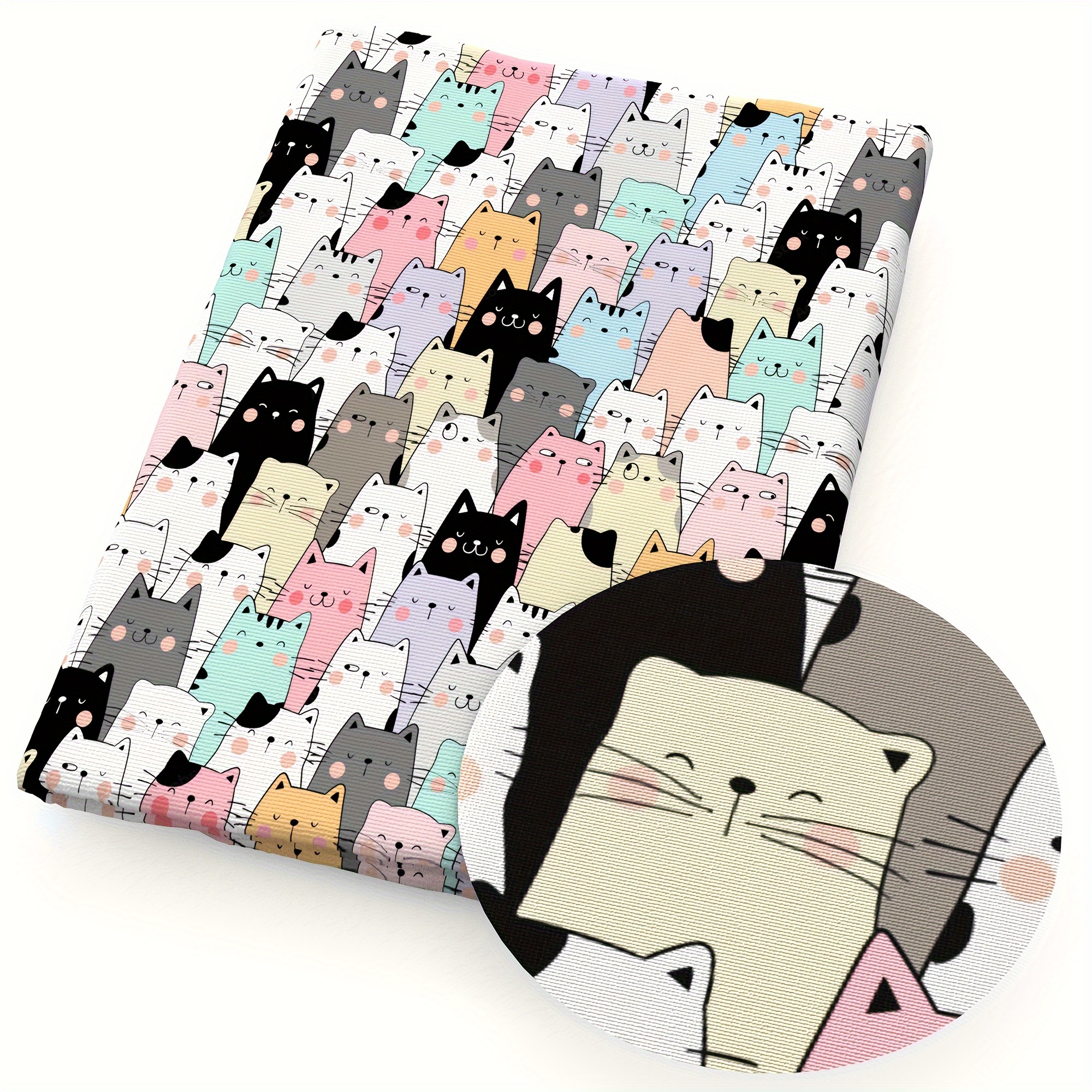 Image of 1pc 19.68x17.7inch Cute Cat Quilting Fabric Craft Handmade Fabric Precut For Handmade Craft Sewing Supplies