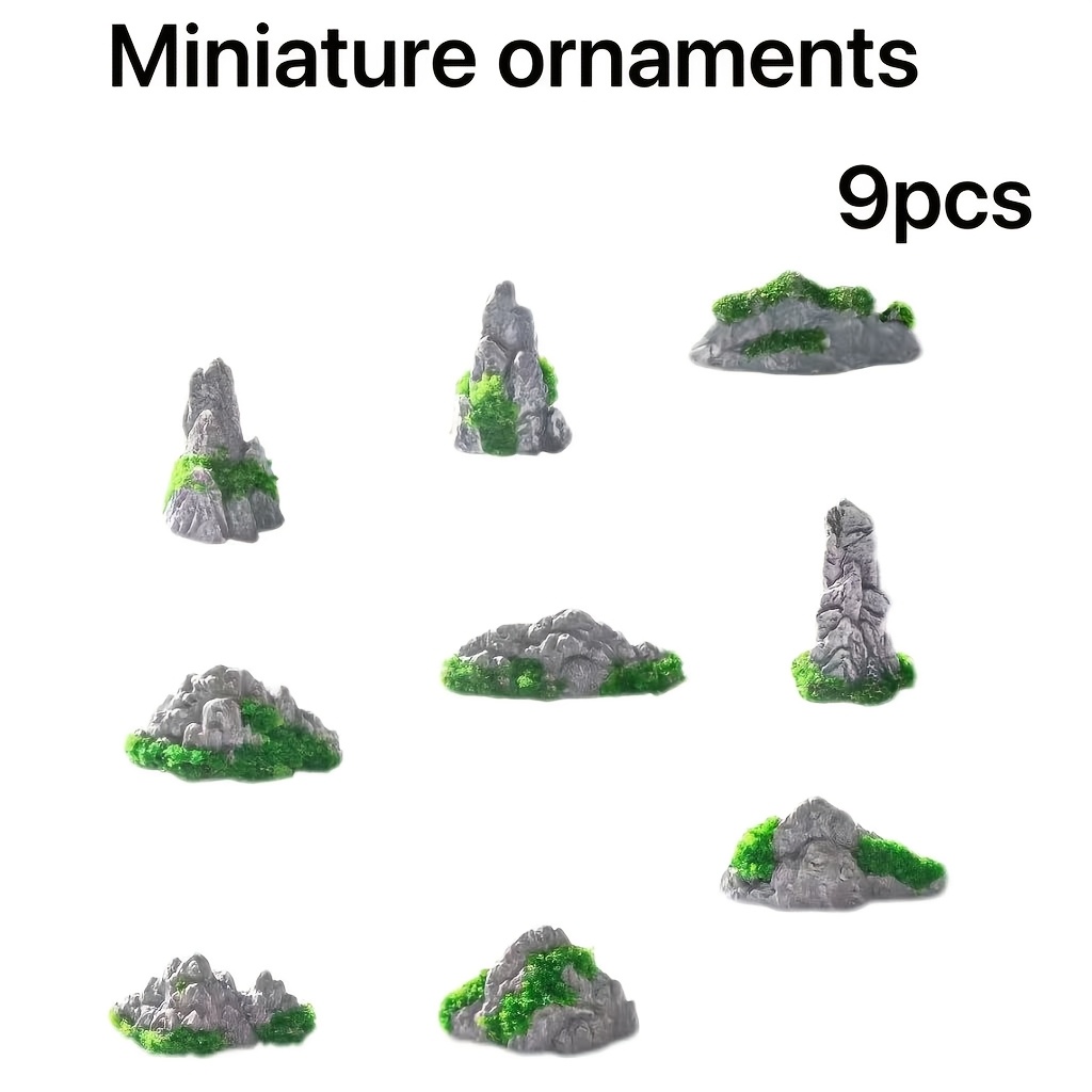 TEMU 9pcs Resin Mini Landscaping Additions, Suitable For Garden Gardening Moss Outdoor Bonsai Decoration, Fish Tank Decoration, Miniature Courtyard
