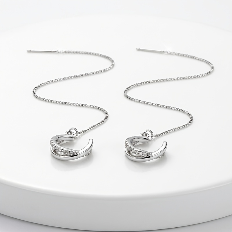 TEMU 1 Pair Of Minimalist Niche-design Chain Ear Cuffs, 1pc Chain Earrings, Elegant And Delicate, Suitable For Women To Wear At Banquets, Parties,