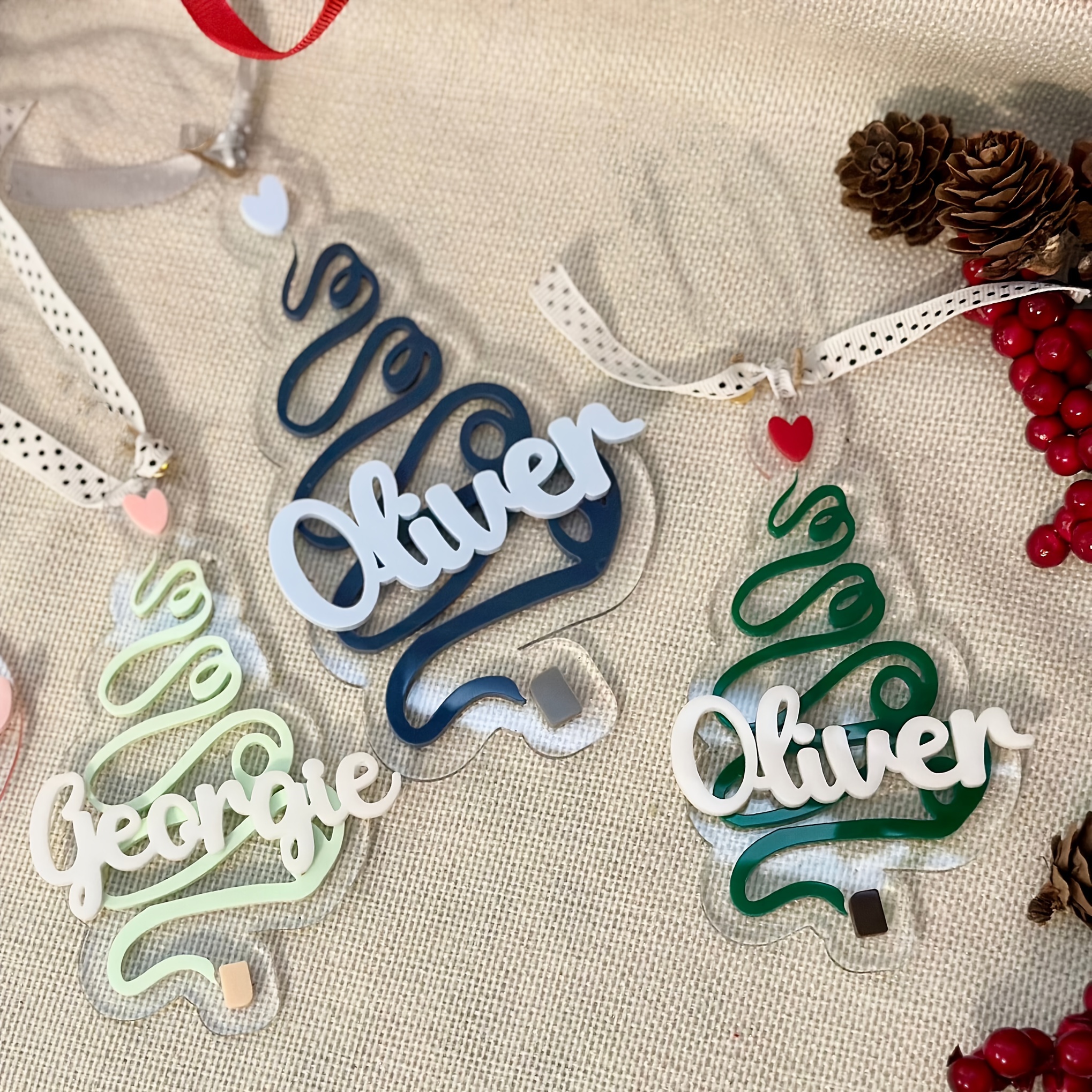 

Christmas Ornament - Personalized English Lettering, Decor, Tag For &