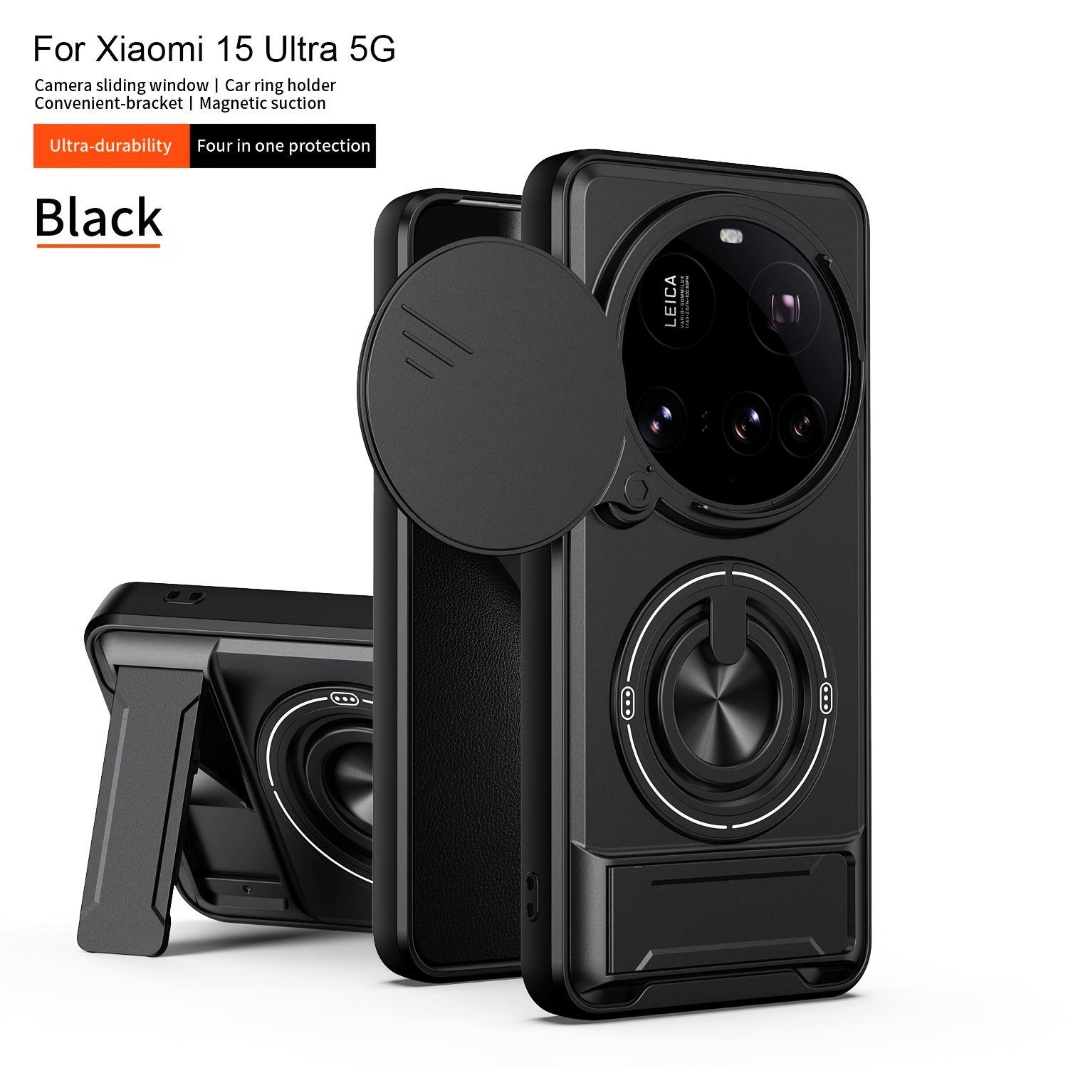 TEMU Phone Case - New Multifunctional Designed Phone Case For Xiaomi 15 Ultra, Featuring Sliding Lens Protection, Magnetic Compatibility, Integrated