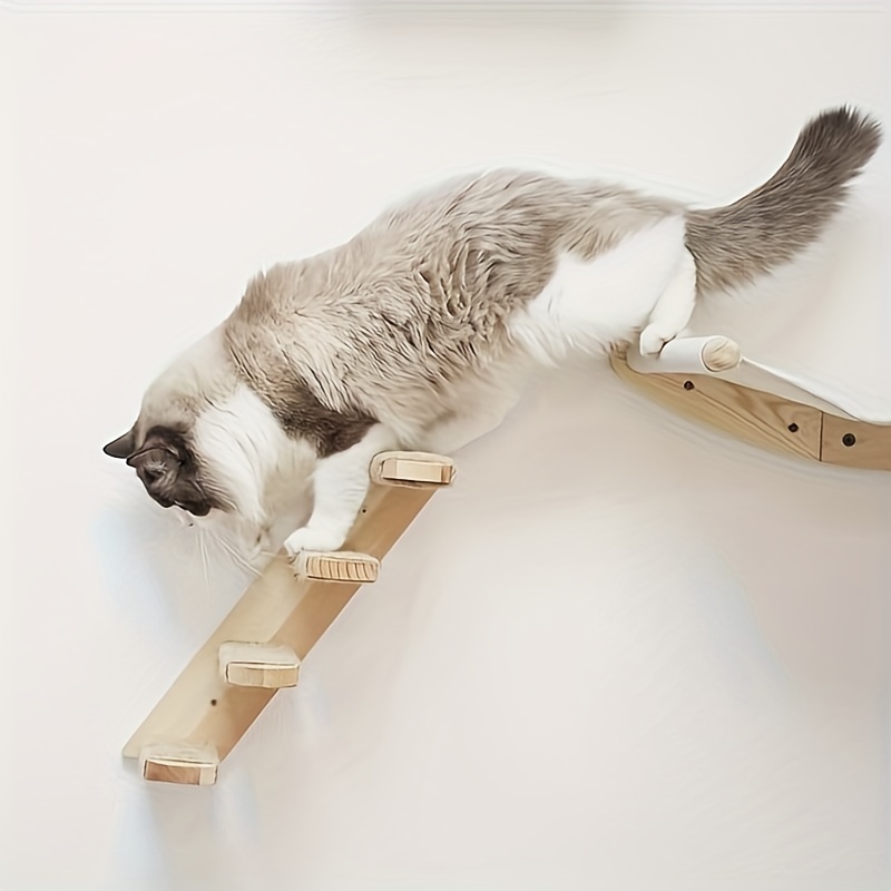 

1pc Wall Mounted Cat Climbing Stairs, Sisal Cat Grabbing Ladders, 4 Tiers Design Cat Furniture Cat Wall Shelf For Perch Sleeping