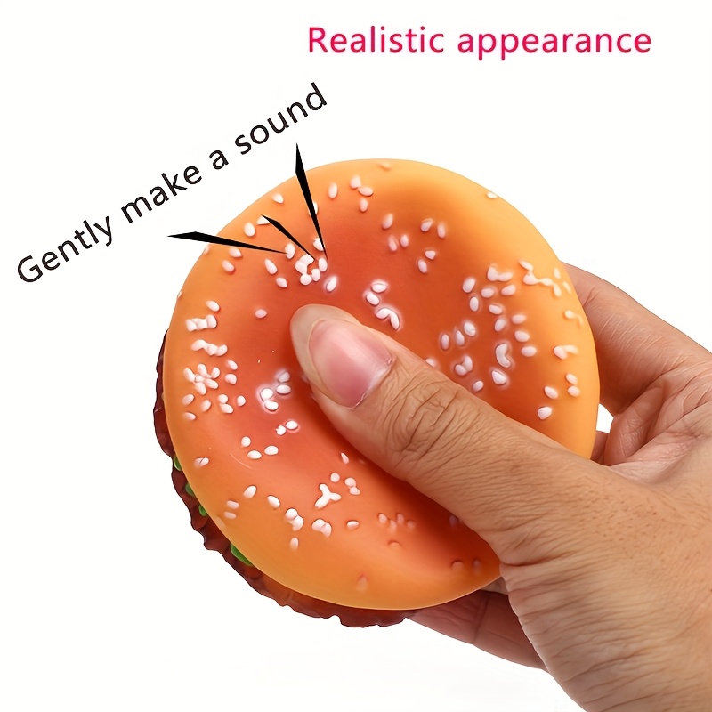 TEMU High-quality Vinyl Dog Toys: Realistic Hamburger-shaped Pet Toys
