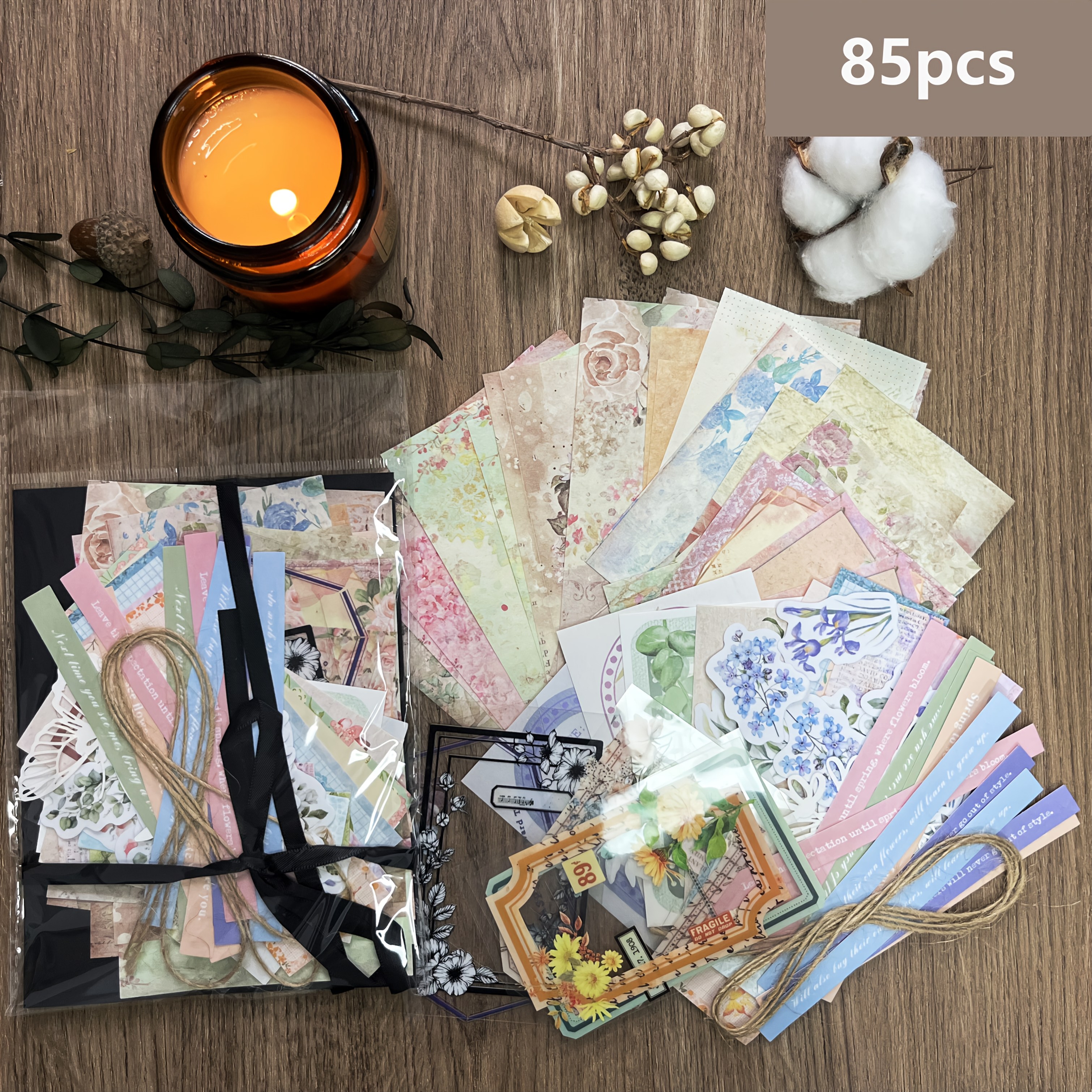 510-Piece DIY Handmade Paper Material Set with Black Ribbon, Uncoated Finish, Mixed Colors for Crafts, Scrapbooking, Gift Wrapping, Journals