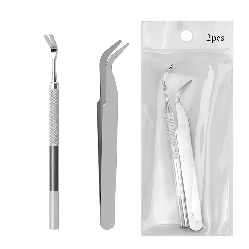 2pcs Fine Precision Stainless Steel Pet Cleaning Set, Flea Trapping Practical Tool Set, With Magnifier, Suitable For Long-haired And Short-haired Cats And Dogs, Very Suitable For Home Outdoor Care Use