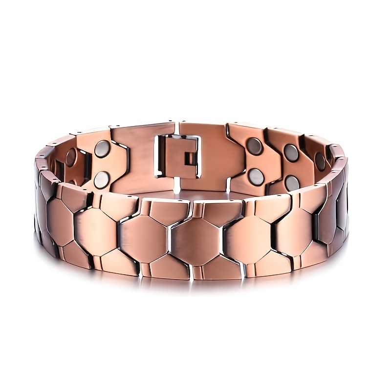 TEMU Men And Women Universal Hexagonal Magnetic Bracelet, Adjustable Wide Chain, Comes With Size Adjustment Tool, Exquisite Gift For Valentine's Day,