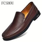 buty męskie fcshou wsuwane - eleganckie buty biznesowe z prawdziwej skóry, antypoślizgowa gumowa podeszwa i oddychająca wyściółka pu - na każdą porę do biura, codziennego noszenia wyjścia (czarne), stylowy design | trwałe obuwie o dobrej przyczepności