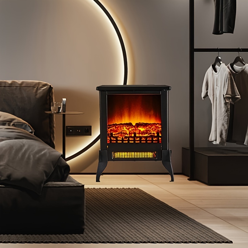 

Luckytree A Freestanding Electric Fireplace Space Stove Heater With A 14-inch Width And 1400w Power, Equipped With Safety Features To Prevent Overheating, And Boasting A Realistic Flame Effect.