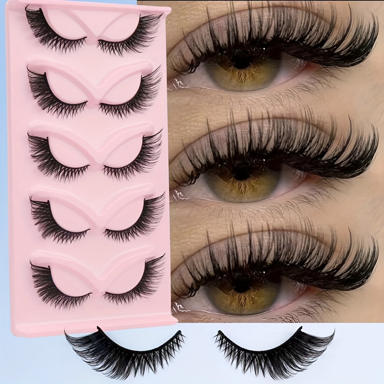 

Manga-inspired Cat Eye False Eyelashes - Natural, Long & Wispy With Winged Ends For Extended Eye Look | Beginner-friendly, Reusable & Self-adhesive