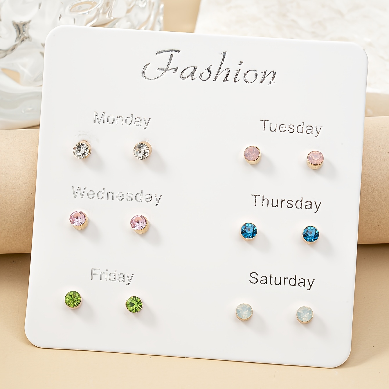 TEMU A Set Of 6 Pairs Of Fashionable, Simple And Small Earrings Combination Set, Colorful, Beautiful And Elegant, No , Ladies' Daily Wearing Stud