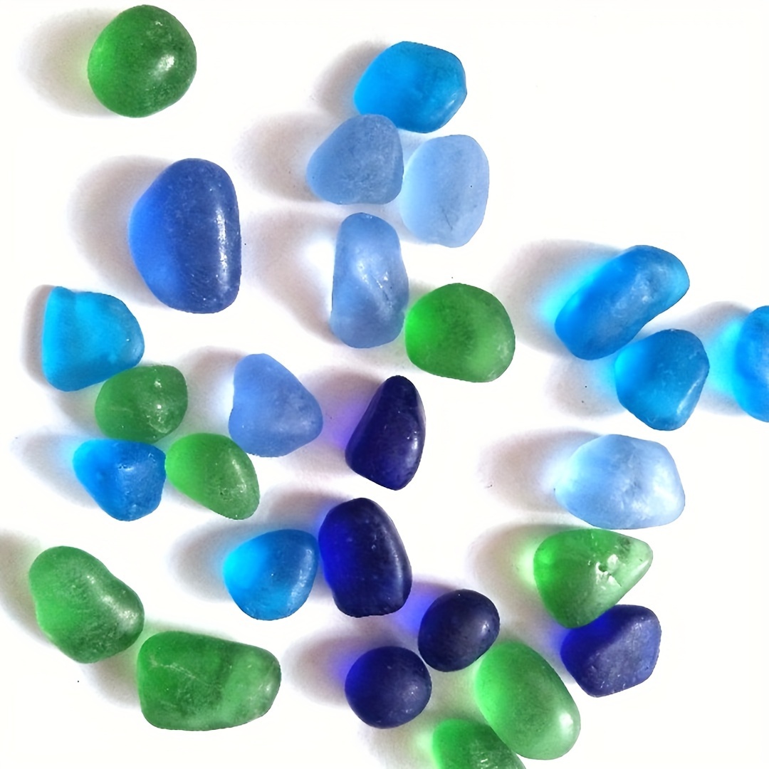 

20pcs Sea Glass Beads - Natural Beach Glass Decor For Jewelry Making, Vase Fillers, Aquariums, And Home Decor Projects