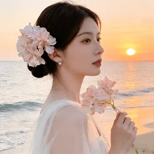 2pcs spring cherry hair clip pink and white gradient hydrangea hair additions like gentle broken hair hairpin bridal headdress versatile headdress